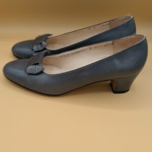 Salvatore Ferragamo Charcoal Heels with Bow Accent